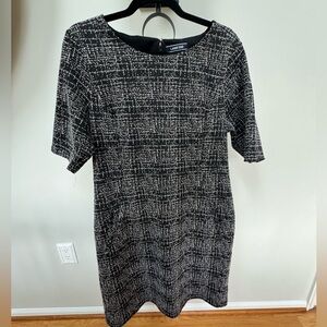 Lands' End Black and White Textured Dress